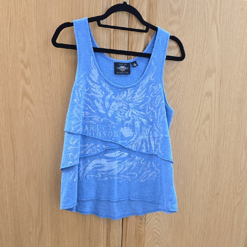 Harley-Davidson Light Blue Women's Layered Tank Top